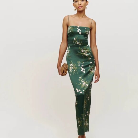 Reformation  Frankie Silk Dress  Buena 💚 Brand New 💚 - Picture 1 of 11